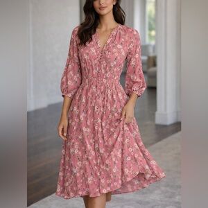 NEW Hyacinth House Tuckernuck Floral Pink Dress XS